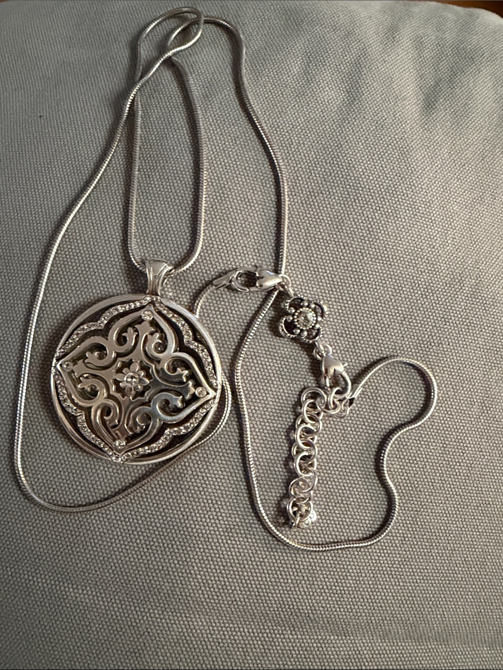 Brighton Silver-Tone Filigree Medallion Necklace
